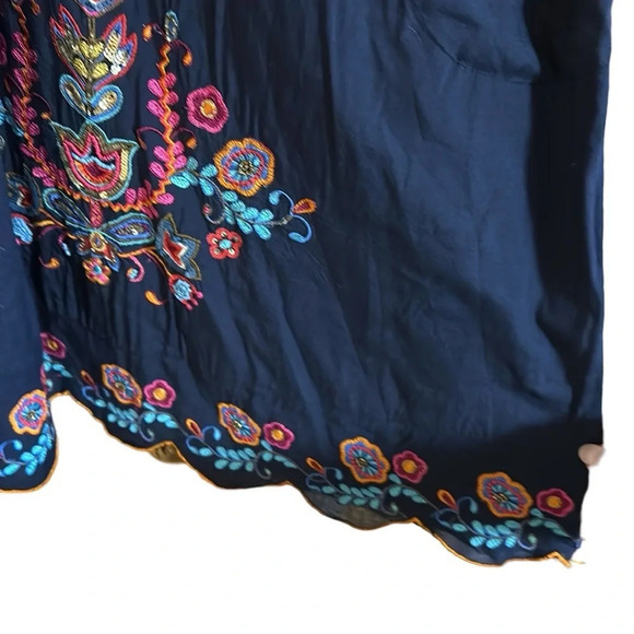 LulaSoul Navy Blue Embroidered Halter Dress Size Medium - Picture 10 of 10